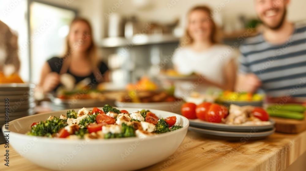 A joyful group of friends and family gathered around a dining table sharing a vibrant and delightful birthday feast together in the comfort of a cozy home setting The image captures the warmth A joyful group of friends and family gathered around a dining table sharing a vibrant and delightful birthday feast together in the comfort of a cozy home setting The image captures the warmth