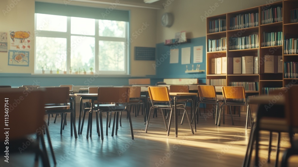 Empty Classroom with Sunlight Empty Classroom with Sunlight