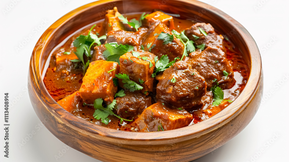 Curry: Bowl of curry with a flavorful sauce, often with meat or vegetables, served with rice or bread on a white background. Curry: Bowl of curry with a flavorful sauce, often with meat or vegetables, served with rice or bread on a white background.