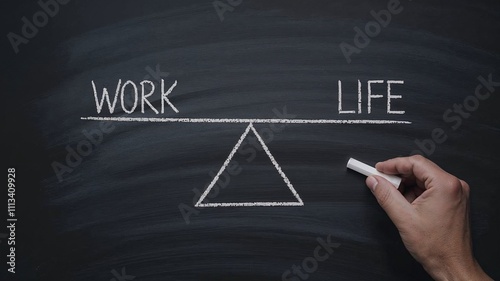 Balance between work and life concept with chalkboard background