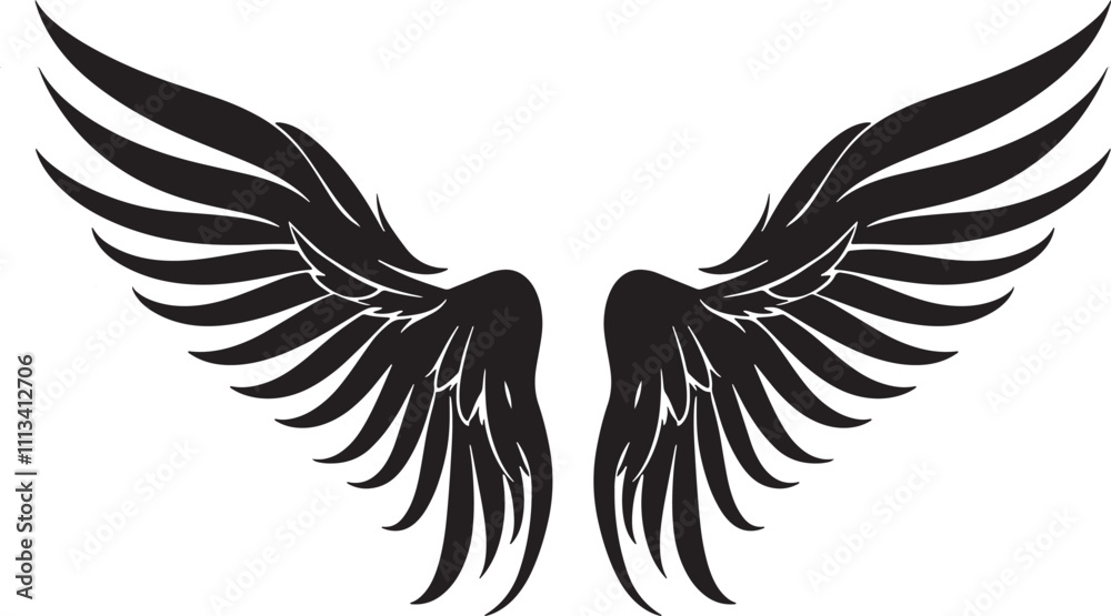 Obraz premium Wings vector silhouette illustration flat design