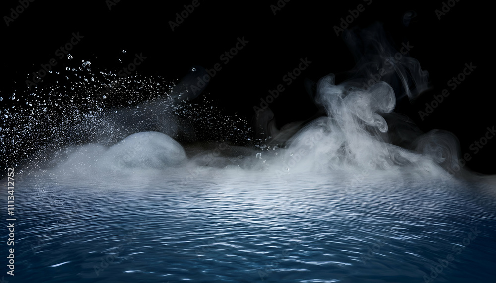 Naklejka premium spray water drop, droplet, steam, fog, air.3D Rendering of Water Droplets and Steam Rising in the Air with Dynamic and Refreshing Details