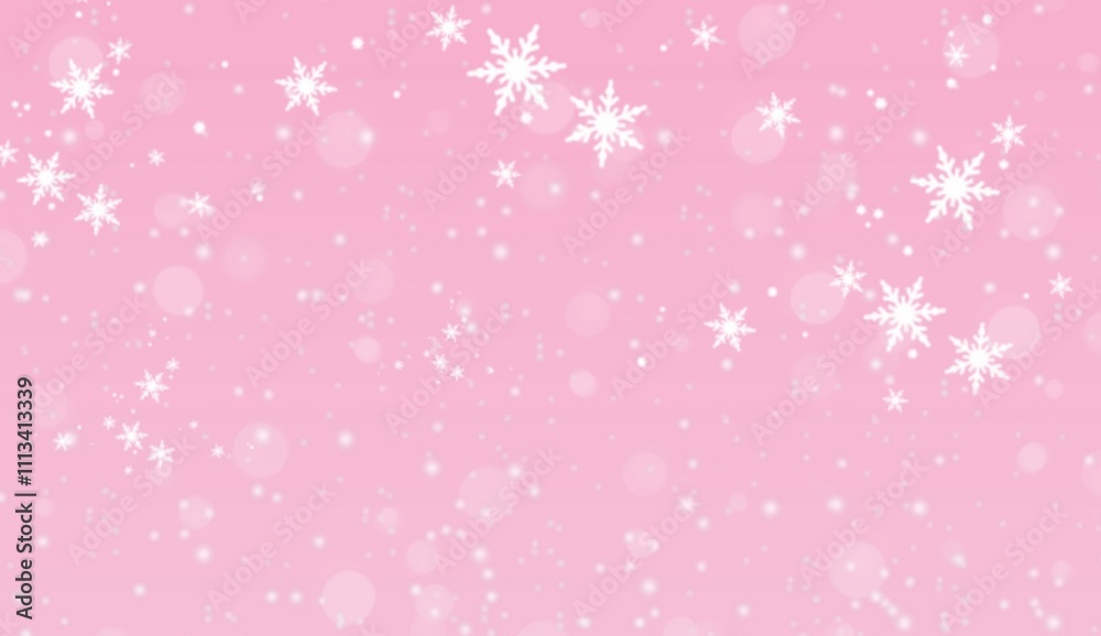 Beautiful seamless pattern of beautiful complex snowflakes in pink and white colors. Winter background with falling snow Beautiful seamless pattern of beautiful complex snowflakes in pink and white colors. Winter background with falling snow