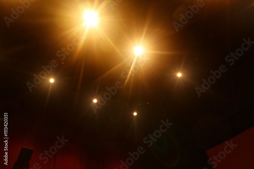 Cinema lens flare for the transition in the cinema room seen from below. photo