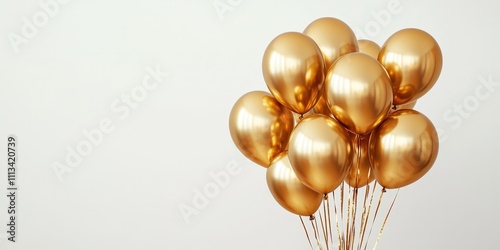 Wallpaper Mural A Bunch of Shiny Gold Balloons on a White Background Creating a Chaotic and Festive Atmosphere Ideal for Celebrations and Events Torontodigital.ca