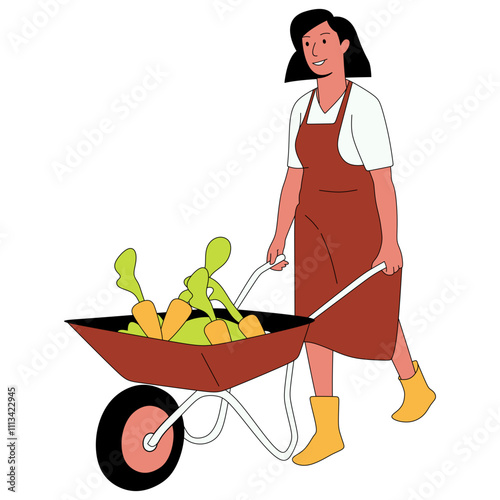 People working in a garden illustration