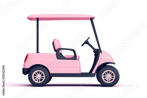 Stylish Pink Golf Cart on White Background for Leisure and Fun