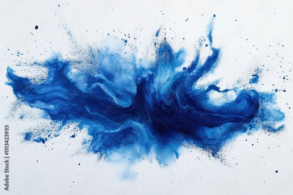 Blue Watercolor Splash Abstract Expressionism Fluid Motion Energy Texture White Canvas Blue Watercolor Splash Abstract Expressionism Fluid Motion Energy Texture White Canvas