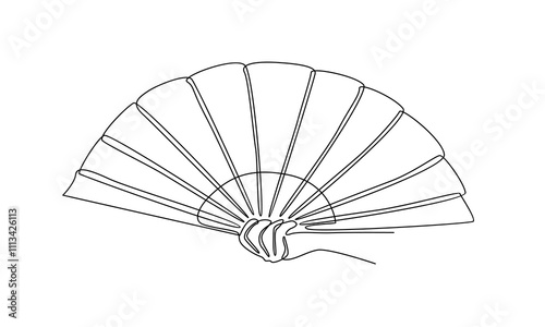 Continuous line of hand holding hand fan
