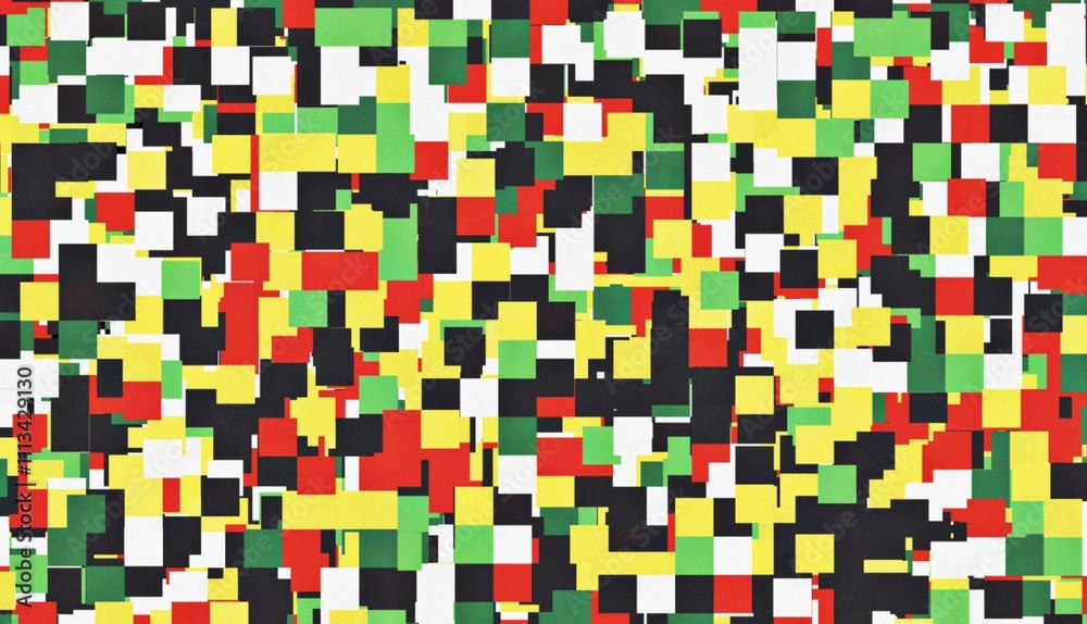 Fototapeta premium Dynamic geometric mosaic pattern with abstract rectangles arranged in a randomized and fragmented pixelated design