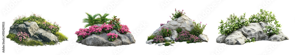 Fototapeta premium PNG Outdoors garden plants set on transparent background
