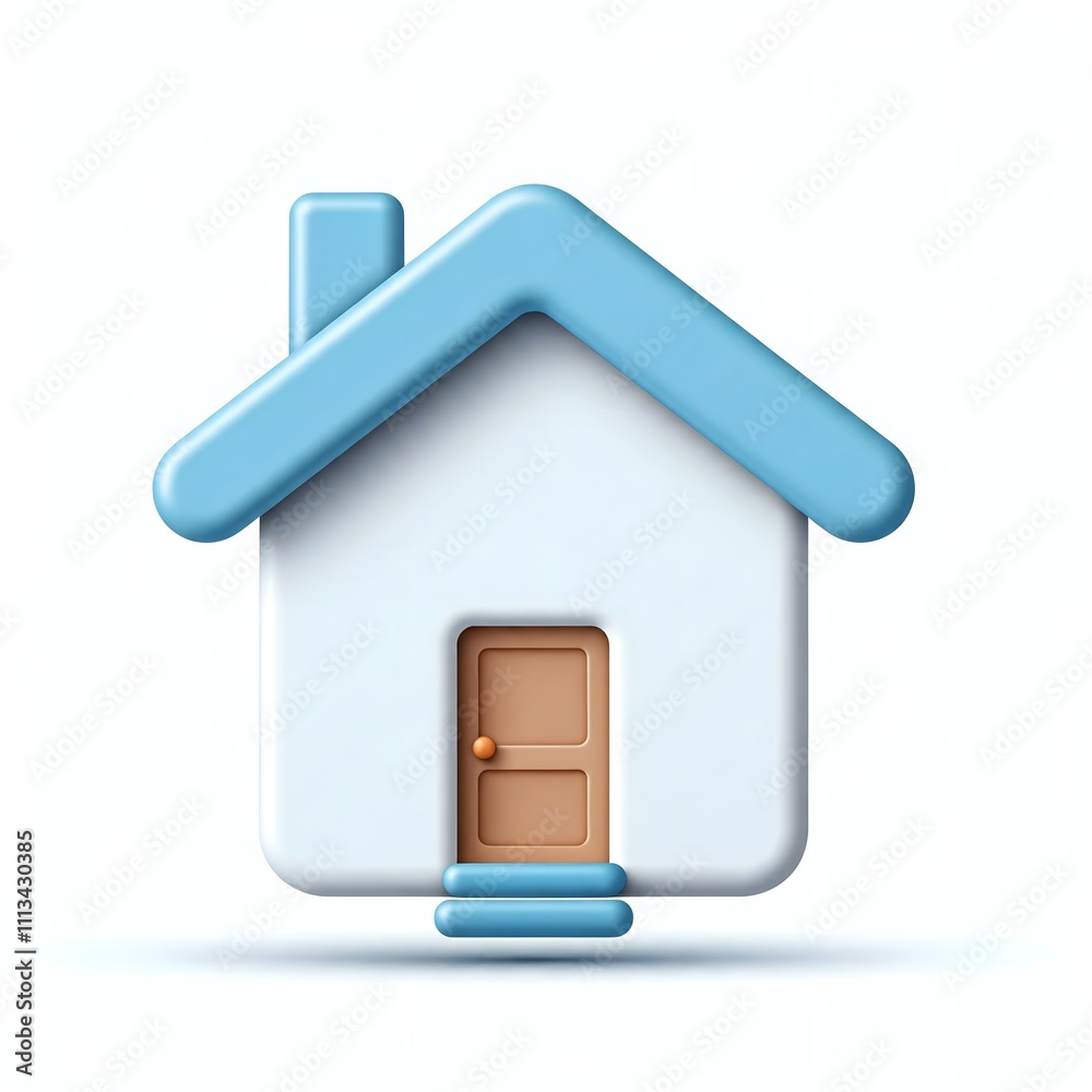 home icon, Light Blue Roof and White Walls Home Icon, Soft Shadows home icon, Light Blue Roof and White Walls Home Icon, Soft Shadows