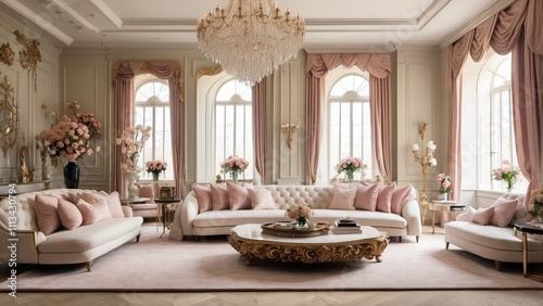 The living room interior of a lavish home in London, UK
