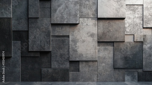 Abstract gray stone wall with geometric pattern and texture. photo