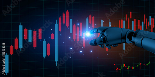 investor using artificial intelligence automation stock trading analyze investments in stock market realtime graphs