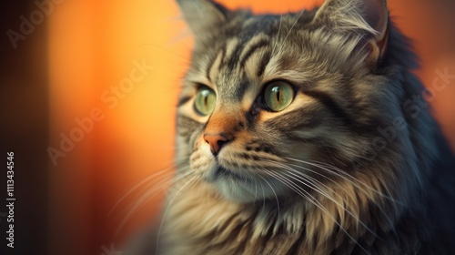Close-up Portrait of a Fluffy Cat
