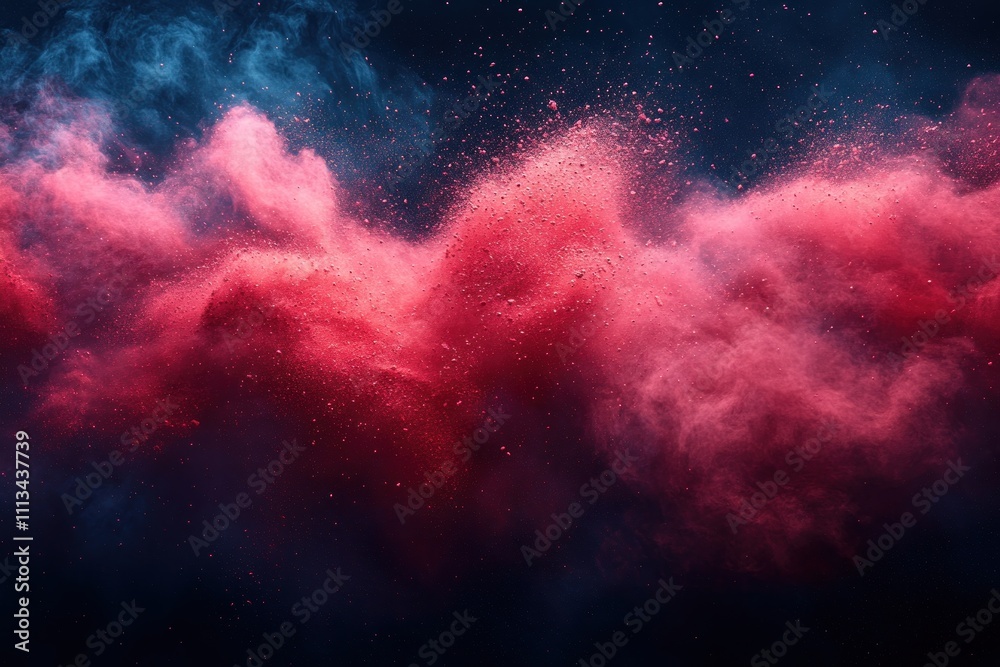 Obraz premium vibrant red powder explosion against dark background dynamic motion abstract expressionism