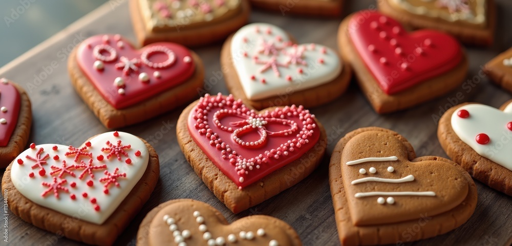 Delightful heart-shaped cookies, beautifully decorated for special occasions. Perfect for Valentine's Day, weddings, and celebrations, adding a sweet touch to any event. Delightful heart-shaped cookies, beautifully decorated for special occasions. Perfect for Valentine's Day, weddings, and celebrations, adding a sweet touch to any event.