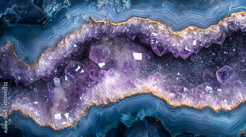 Elegant Amethyst Geode Crystal Abstract Background with Sparkling Purple Texture and Intricate Patterns