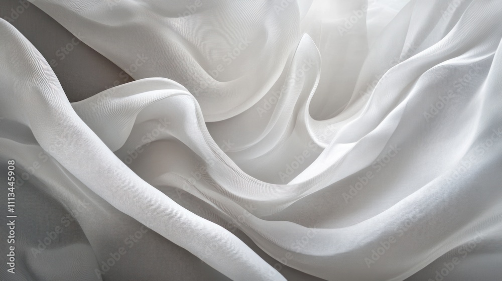 Obraz premium Abstract image of flowing white fabric with soft folds and shadows.