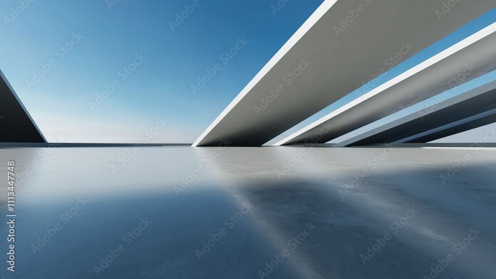3d render of abstract modern concrete architecture with empty cement floor, minimal exterior, car presentation background 3d render of abstract modern concrete architecture with empty cement floor, minimal exterior, car presentation background