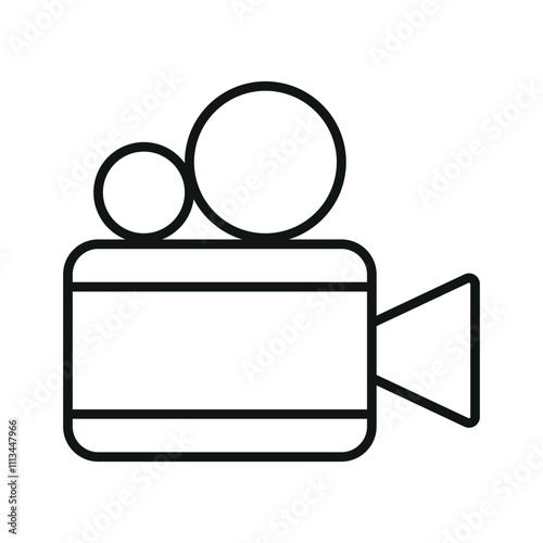 Cinema video camera line icon editable stroke filmmaking vector symbol movie industry design