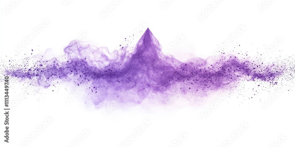 Obraz premium Abstract Purple Powder Explosion on a White Background Creating a Chaotic Artistic Effect with Swirls and Splatter for Creative Projects