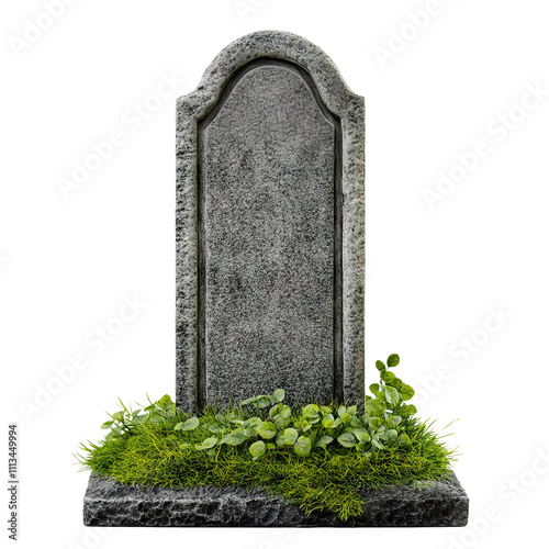 Old stone tombstone, isolated on transparent cutout background photo
