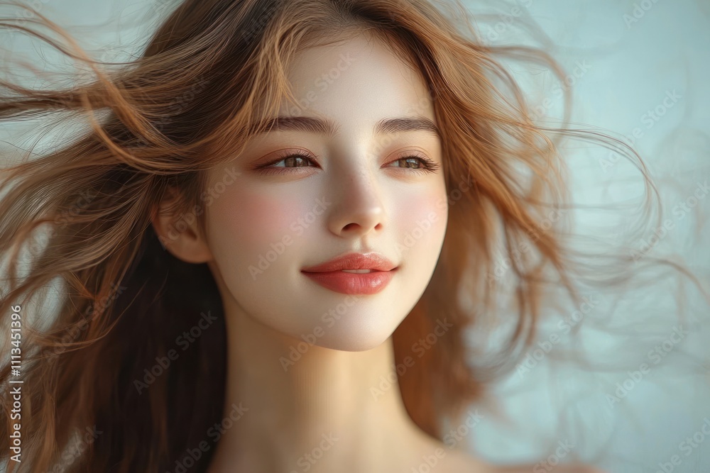 Portrait of an Asian Woman with Long Hair in Natural Light Beauty Skincare and Makeup Portrait of an Asian Woman with Long Hair in Natural Light Beauty Skincare and Makeup