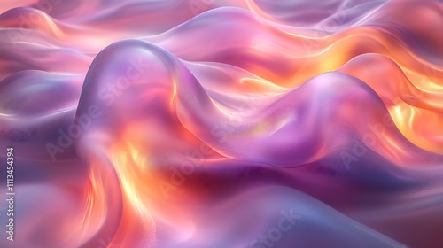 Wallpaper Mural Wavy holographic light patterns in pastel hues of aqua lilac and rose flowing across a neutral backdrop Torontodigital.ca