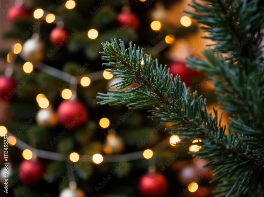 Festive Christmas Tree Adorned With Ornaments and Lights Celebrating the Joy of the Holiday Season Festive Christmas Tree Adorned With Ornaments and Lights Celebrating the Joy of the Holiday Season