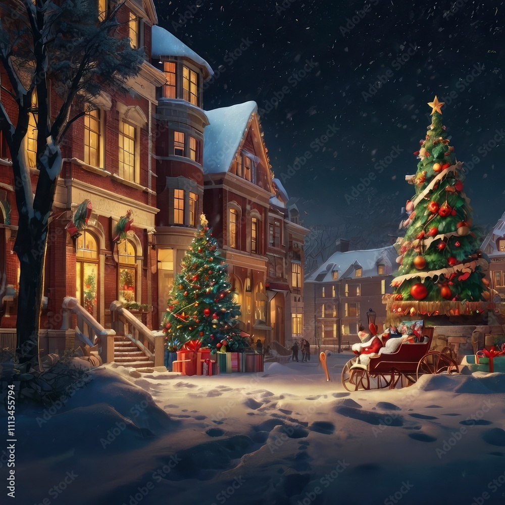 Fototapeta premium Christmas tree in the city