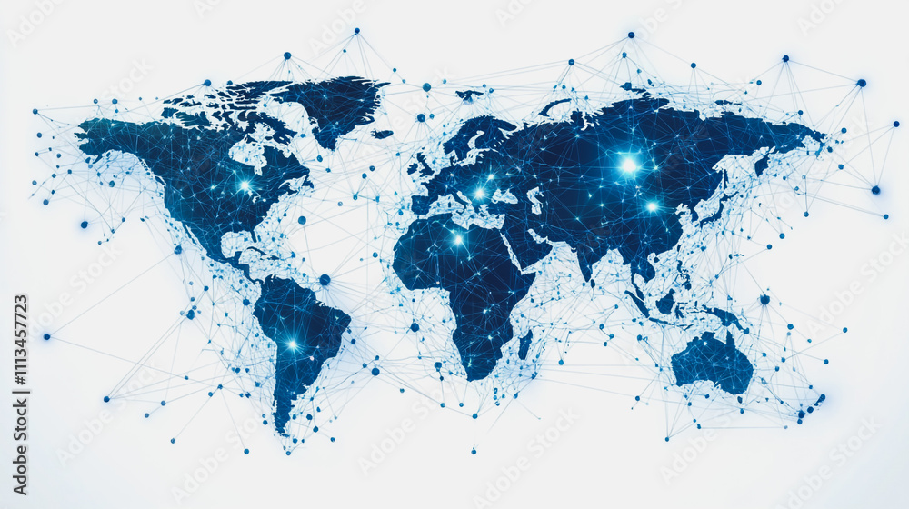 abstract business connection of line from nail node to node on world map background Innovation network points Earth's surface abstract business connection of line from nail node to node on world map background Innovation network points Earth's surface