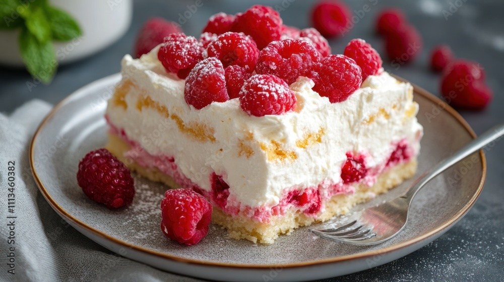 Delicious Raspberry Cream Cake Slice A Sweet Treat Delicious Raspberry Cream Cake Slice A Sweet Treat