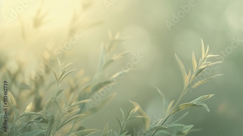 Natural studio background with soft focus featuring leaf tips