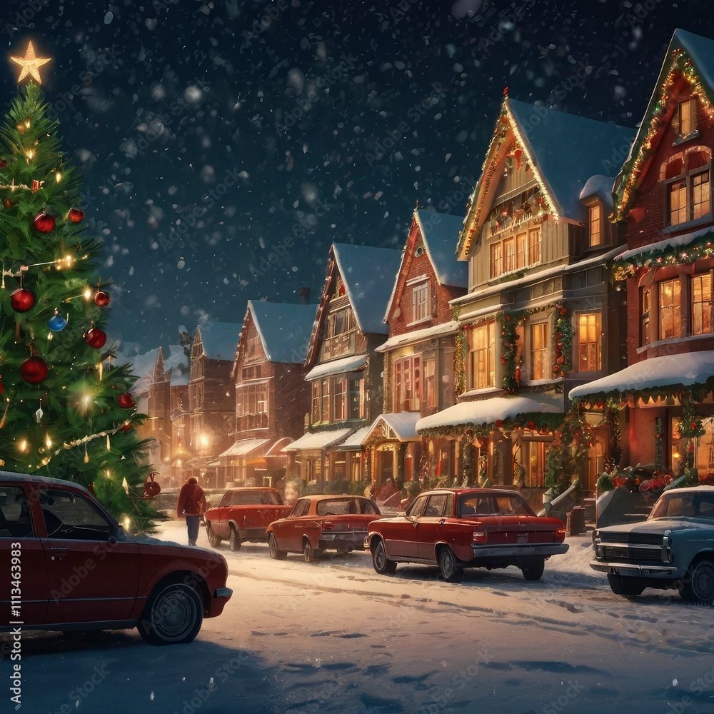 Naklejka premium Christmas tree in the city