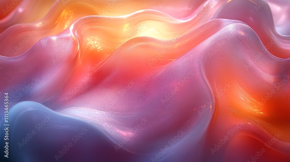 Obraz premium A vibrant holographic composition with layered streaks in bold alternative colors forming dynamic arcs