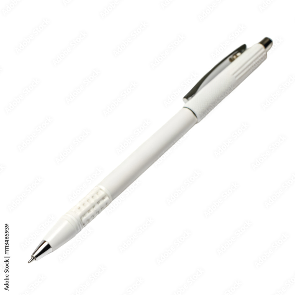White Pen With Silver And Chrome Clip Ambient Occlusion Style White Pen With Silver And Chrome Clip Ambient Occlusion Style