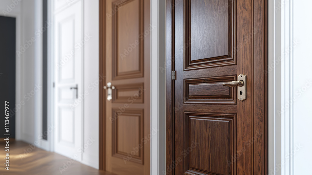 3d realistic isolated wood home front door design. Wooden inside house entrance frame set in brown and white. Lock entry apartment interior mockup. Various classic doorframe closeup asset collection 3d realistic isolated wood home front door design. Wooden inside house entrance frame set in brown and white. Lock entry apartment interior mockup. Various classic doorframe closeup asset collection