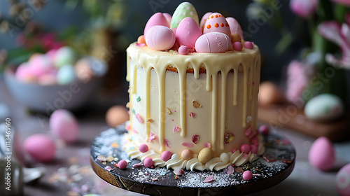 easter cake and eggs