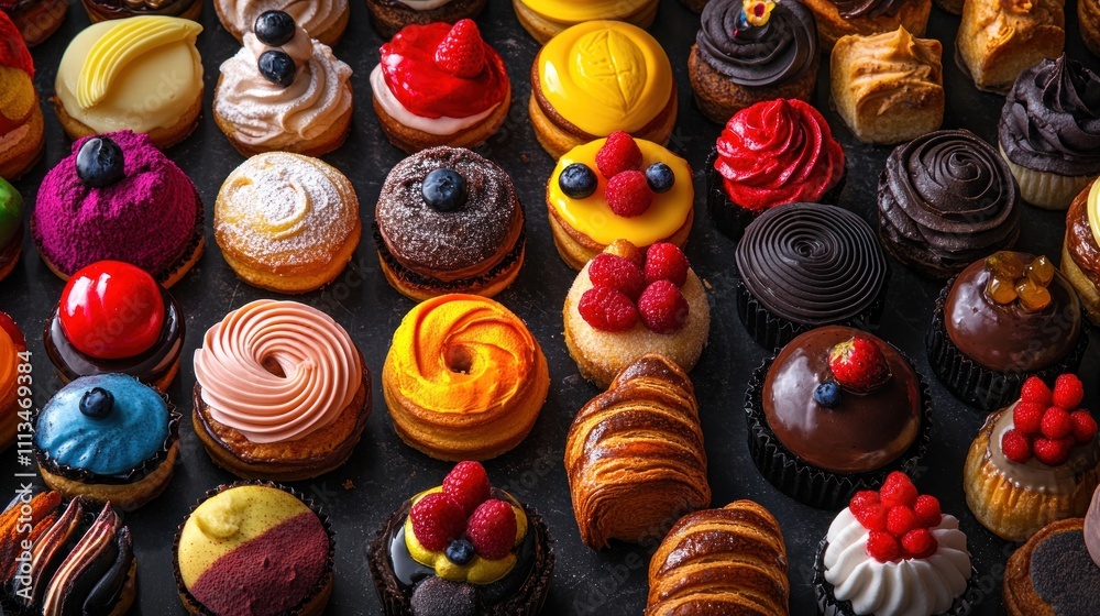 A Colorful Collection of Exquisite Pastries and Cakes A Colorful Collection of Exquisite Pastries and Cakes