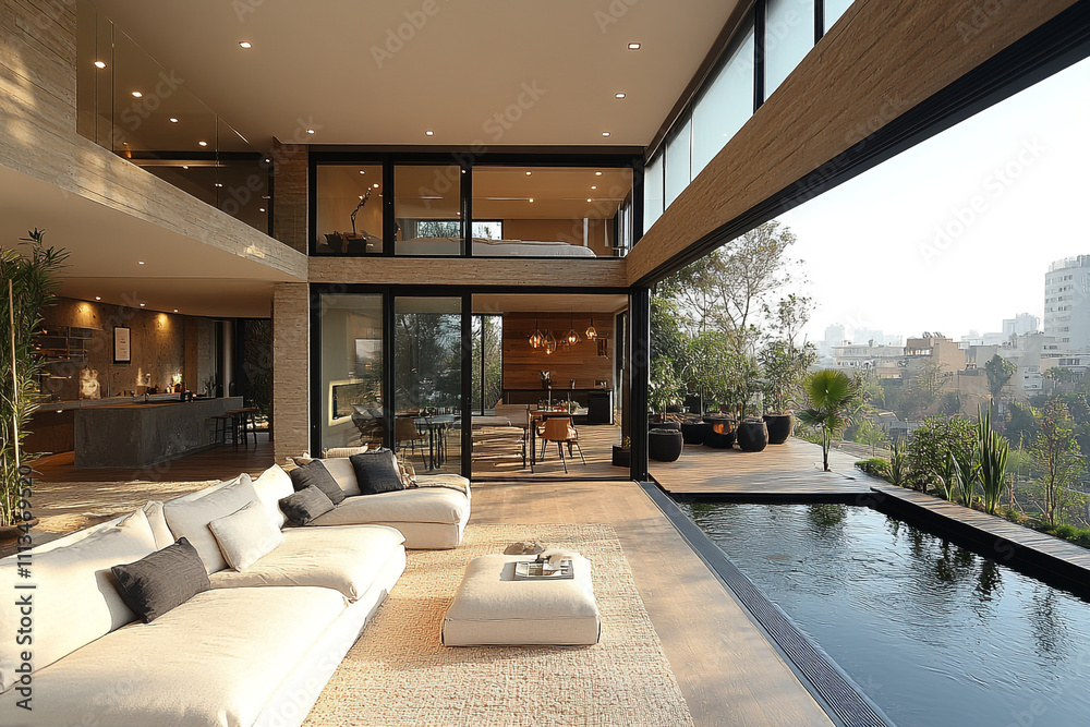 Modern House Design With Infinity Pool And City View Modern House Design With Infinity Pool And City View