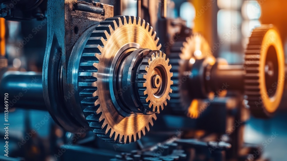 Industrial Machine Gears Interlocking Precisely Industrial Machine Gears Interlocking Precisely