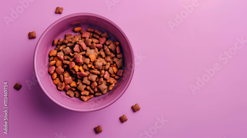 Purple Bowl with Dog Food