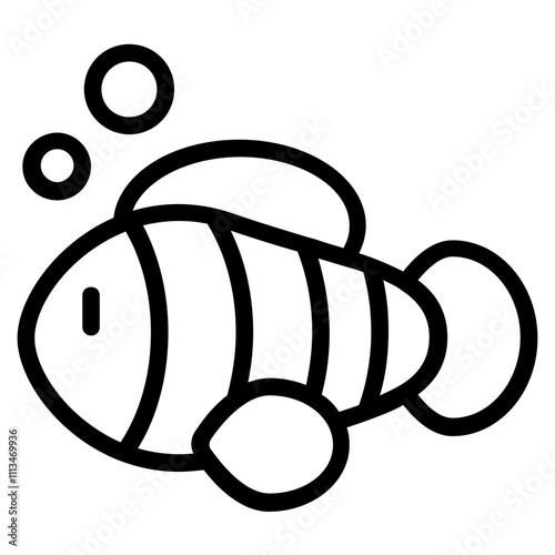 Clown Fish Line Icon