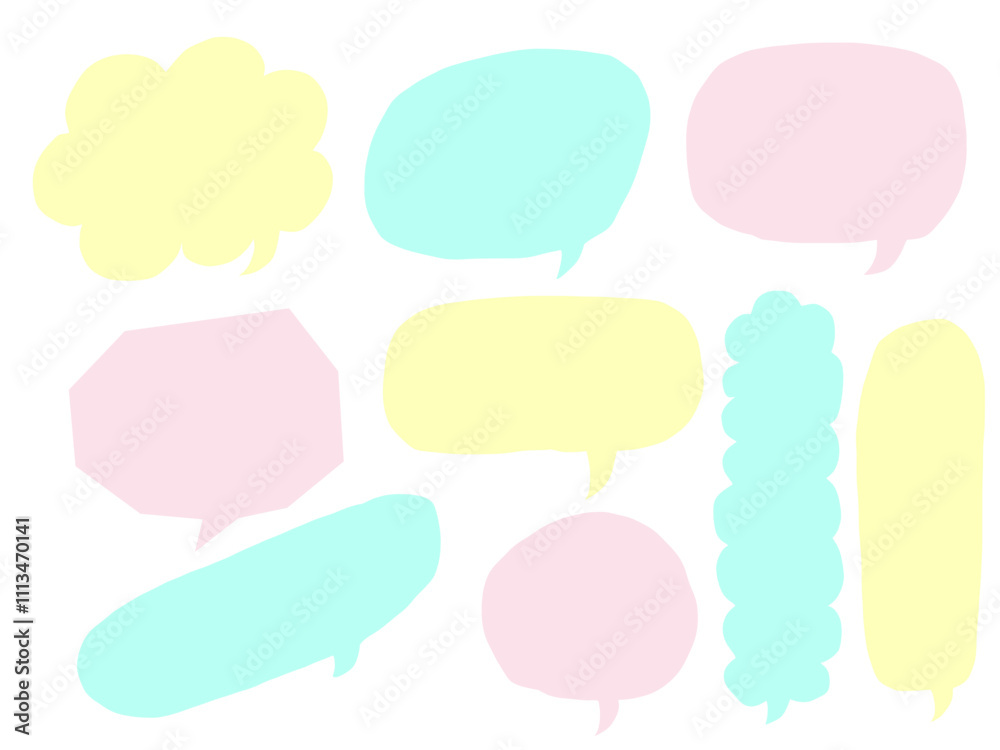 手描きあしらいセット ふきだし パステル 手描きあしらいセット ふきだし パステル