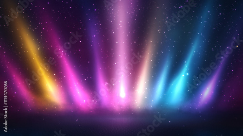 Aurora borealis set isolated on transparent background. Vector realistic illustration of polar light effects with purple, pink, yellow, blue color gradient glowing in dark sky, north pole nature