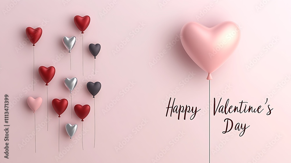 Heart Shaped Balloons Celebrate Valentines Day