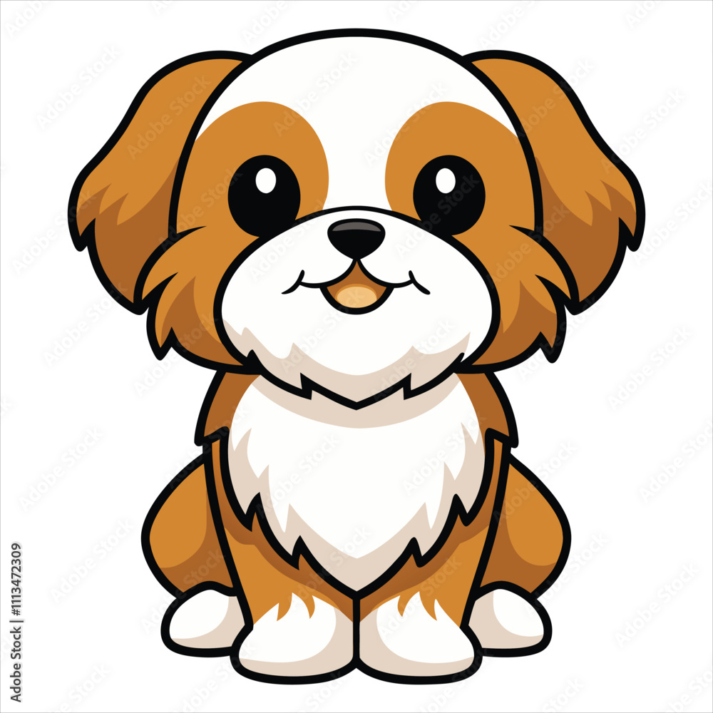Obraz premium Cute Shih Tzu Puppy Sitting Clipart for Animal Lovers
