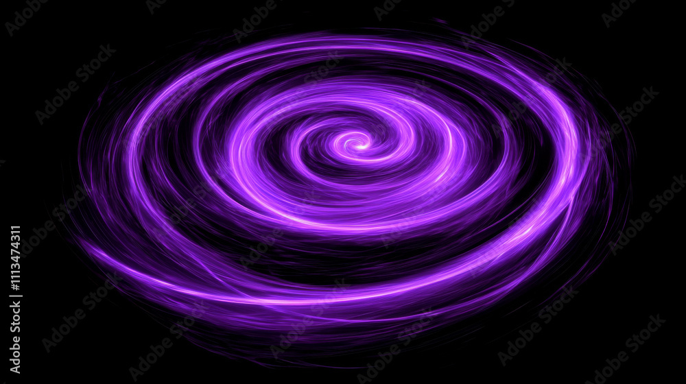 Glow spinning circles, speed, motion effect, circle waves, thunder energy or magic spiral swirls isolated on black background. Shiny purple round vortex tracees, Realistic 3d Vector illustration Glow spinning circles, speed, motion effect, circle waves, thunder energy or magic spiral swirls isolated on black background. Shiny purple round vortex tracees, Realistic 3d Vector illustration